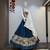 Teal Roman Silk Cotton Navratri Lehenga Choli with Corset Blouse
