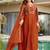 Rust orange vichitra silk keyhole neck kurta set with dupatta | readymade suit
