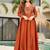 Rust orange vichitra silk keyhole neck kurta set with dupatta | readymade suit