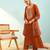Rust viscose silk kurta set with organza printed dupatta | readymade suit