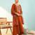 Rust viscose silk kurta set with organza printed dupatta | readymade suit