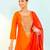 Orange viscose silk embroidery kurta set with georgette dupatta | salwar suit
