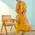 Mustard viscose silk kurta set with organza printed dupatta | readymade suit
