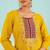 Mustard viscose silk kurta set with organza printed dupatta | readymade suit