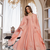 Peach chanderi silk v neck kurta set with embroidered dupatta | readymade suit