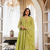 Green chanderi silk v neck kurta set with embroidered dupatta | readymade suit