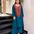 Blue french crepe silk round neck kurta pant set for women | readymade suit
