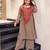 Brown french crepe silk round neck kurta pant set for women | readymade suit