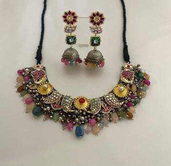 The royal peacock fusion necklace & earring set 1