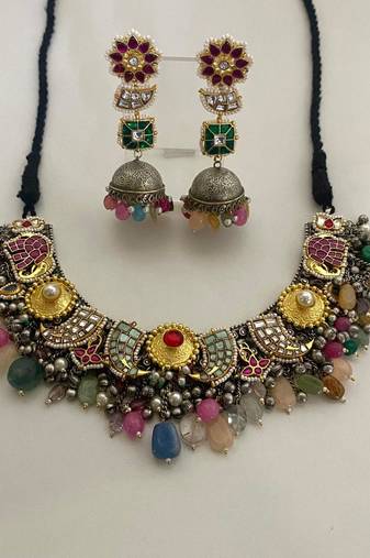 The royal peacock fusion necklace & earring set