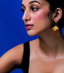 Gold mini cubical hoops earrings