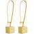 Gold cubical long hoop earrings