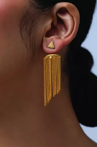 Golden fringe tassel earrings