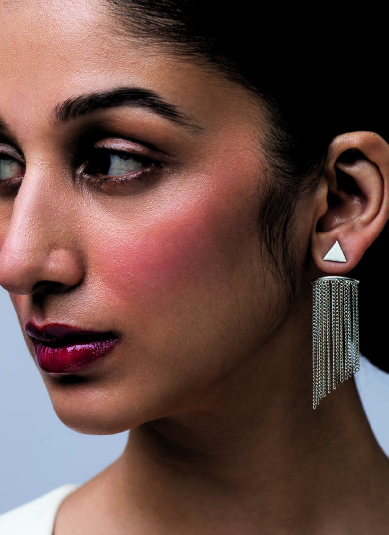 Silver fringe tassel earrings