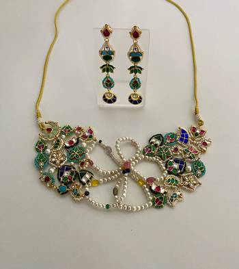The multicolor kundan floral necklace & earring set 1