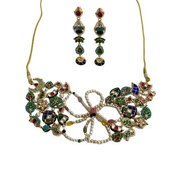 The multicolor kundan floral necklace & earring set 2