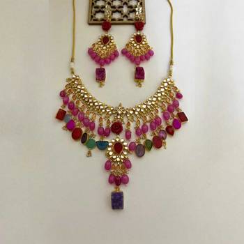 The floral ruby multi-gemstone necklace set 2