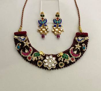 The peacock elephant kundan necklace & earring set 1