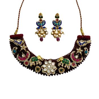 The peacock elephant kundan necklace & earring set 2