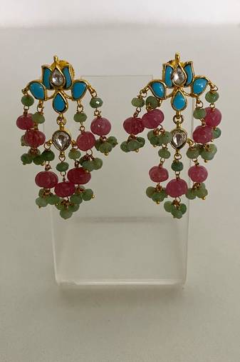 The azure bloom kundan earrings