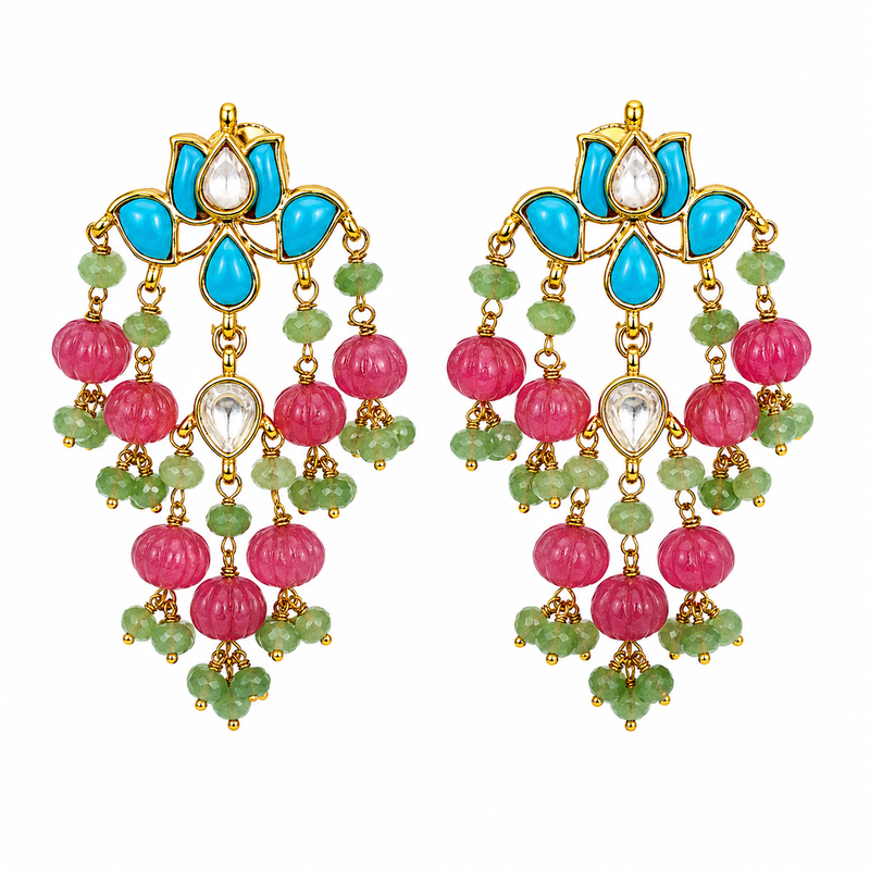 The azure bloom kundan earrings