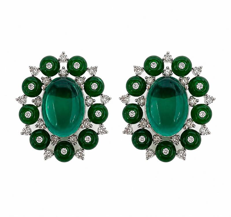 Emerald garden diamond earrings