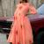 Peach digital print silk kurti