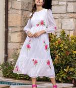 White digital print silk kurti