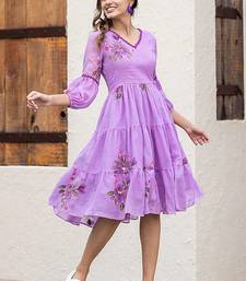 Purple digital print silk kurti