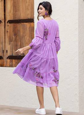 Purple digital print silk kurti 2