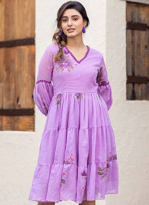 Purple digital print silk kurti 3