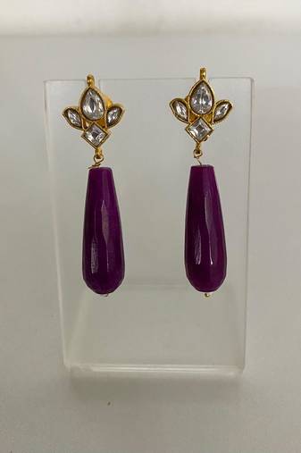 Amethyst kundan drop earrings