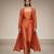 Rust Orange Mirror Embroidered Dupion Silk Co Ord Set