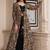 Black digital print faux georgette sharara suit set with crop top & shrug stitched