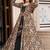 Black digital print faux georgette sharara suit set with crop top & shrug stitched
