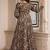 Black digital print faux georgette sharara suit set with crop top & shrug stitched