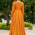 Orange digital print faux georgette sharara suit set with crop top & shrug stitched