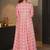 Pink digital print rayon sharara suit set with crop top & shrug stitched