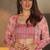 Pink digital print rayon sharara suit set with crop top & shrug stitched