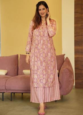Dusty pink heavy digital printed pure maslin salwar-kameez 1