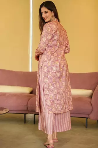 Dusty pink heavy digital printed pure maslin salwar-kameez