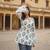 Ivory Blue Bell Sleeve Block Print Short Kurti