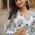 Ivory Blue Bell Sleeve Block Print Short Kurti