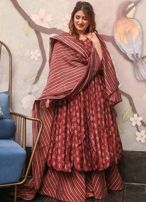 Maroon heavy digital printed pure maslin  palazzo 1