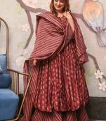 Maroon heavy digital printed pure maslin  palazzo