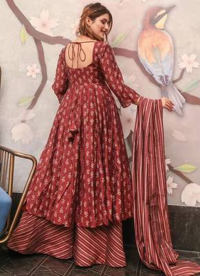 Maroon heavy digital printed pure maslin  palazzo 2