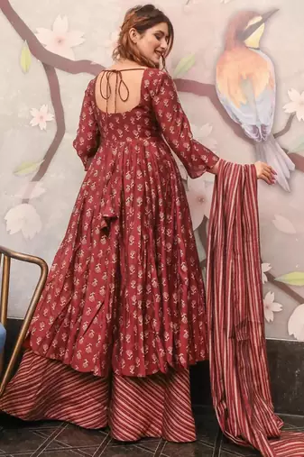 Maroon heavy digital printed pure maslin  palazzo