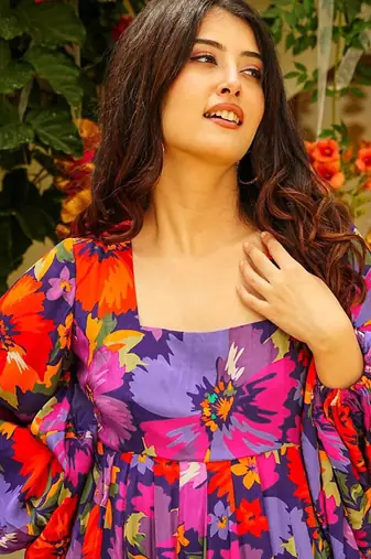 Multicolor heavy digital printed heavy georgette gown style