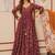Maroon digital print muslin gown style