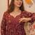 Maroon digital print muslin gown style